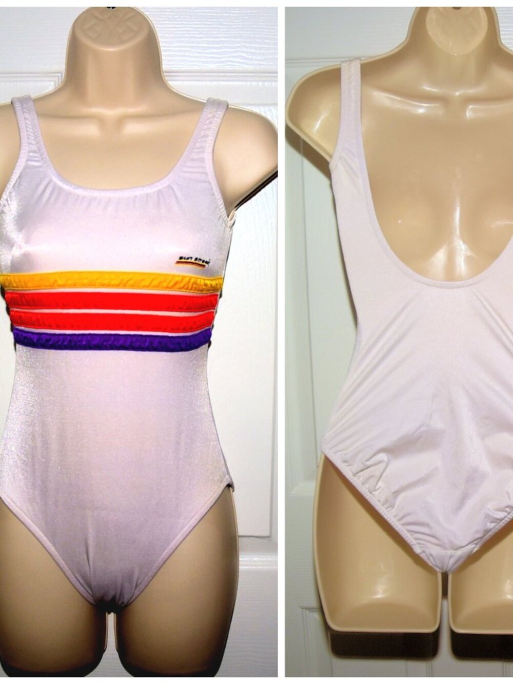 VTG 80's Rainbow Stripe Swimsuit Avon Fashions XXS Deadstock ILGWU Fully Lined
